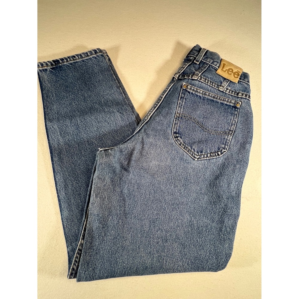Vintage Lee High Waisted Tapered Leg Jeans Medium Wash Blue Size 30x31.5